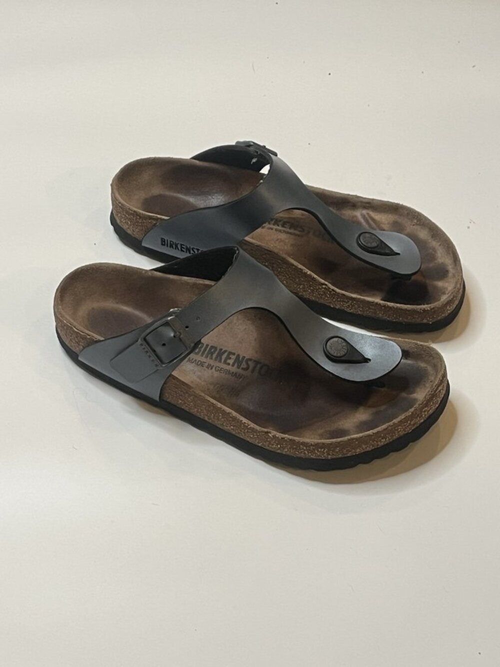 Birkenstocks Gizeh Black Birko-Flor Thong Sandals Sz Womens EU 37 US 6-6.5